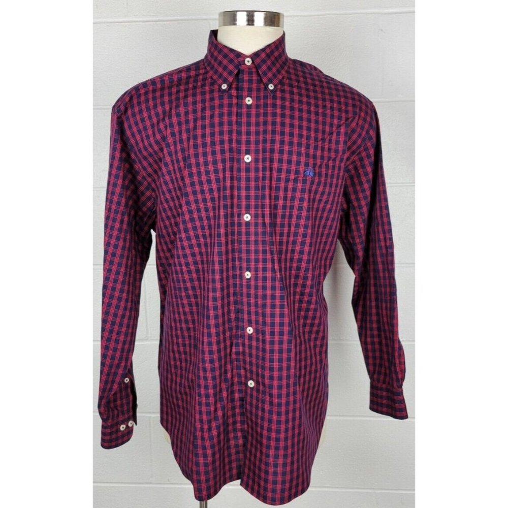 Brooks Brothers Red Blue Plaid Button Front Shirt Long Sleeve Regular‎ Cotton XL